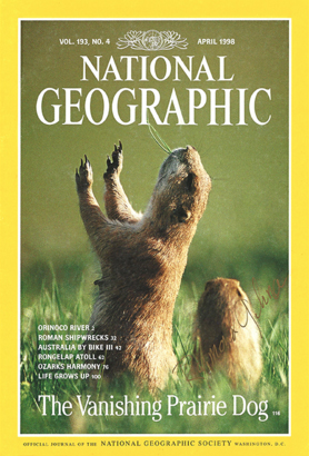 National Geographic Magazine cover The Vanishing Prairie Dog with Raymond Gehman's photograph